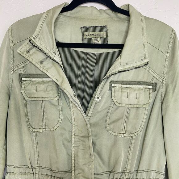 Marrakech Anthropologie Utility Jacket Geneva Military Green Medium - Picture 3 of 14